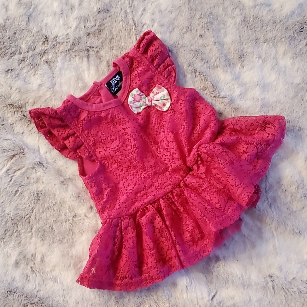 2T Pink Lace Toddler Peplum Shirt